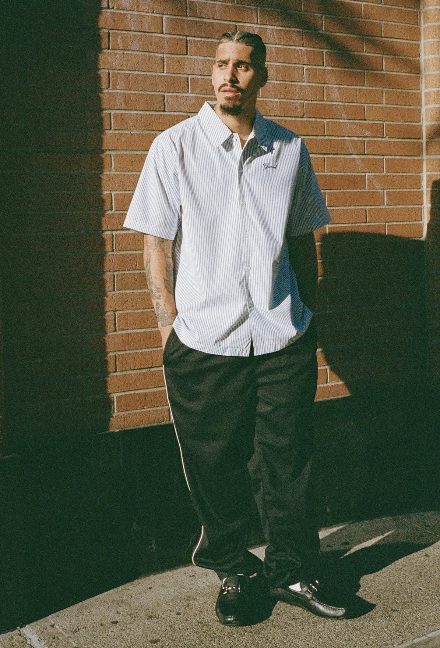 GRAND Collection Striped Poplin Shirt Blue White - ARROW & BEAST