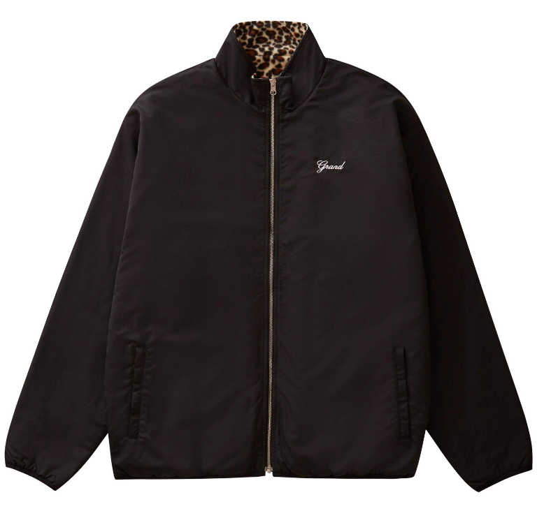 Grand Collection REVERSIBLE FLEECE LEOPARD PRINT JACKET Leopard/Black