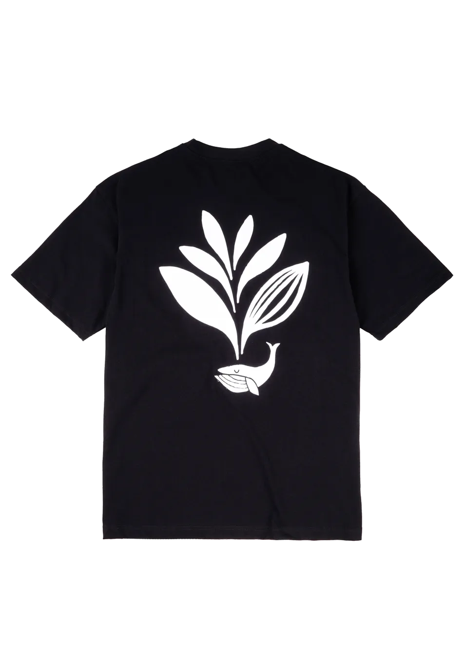 Magenta Whale Plant Tee Black