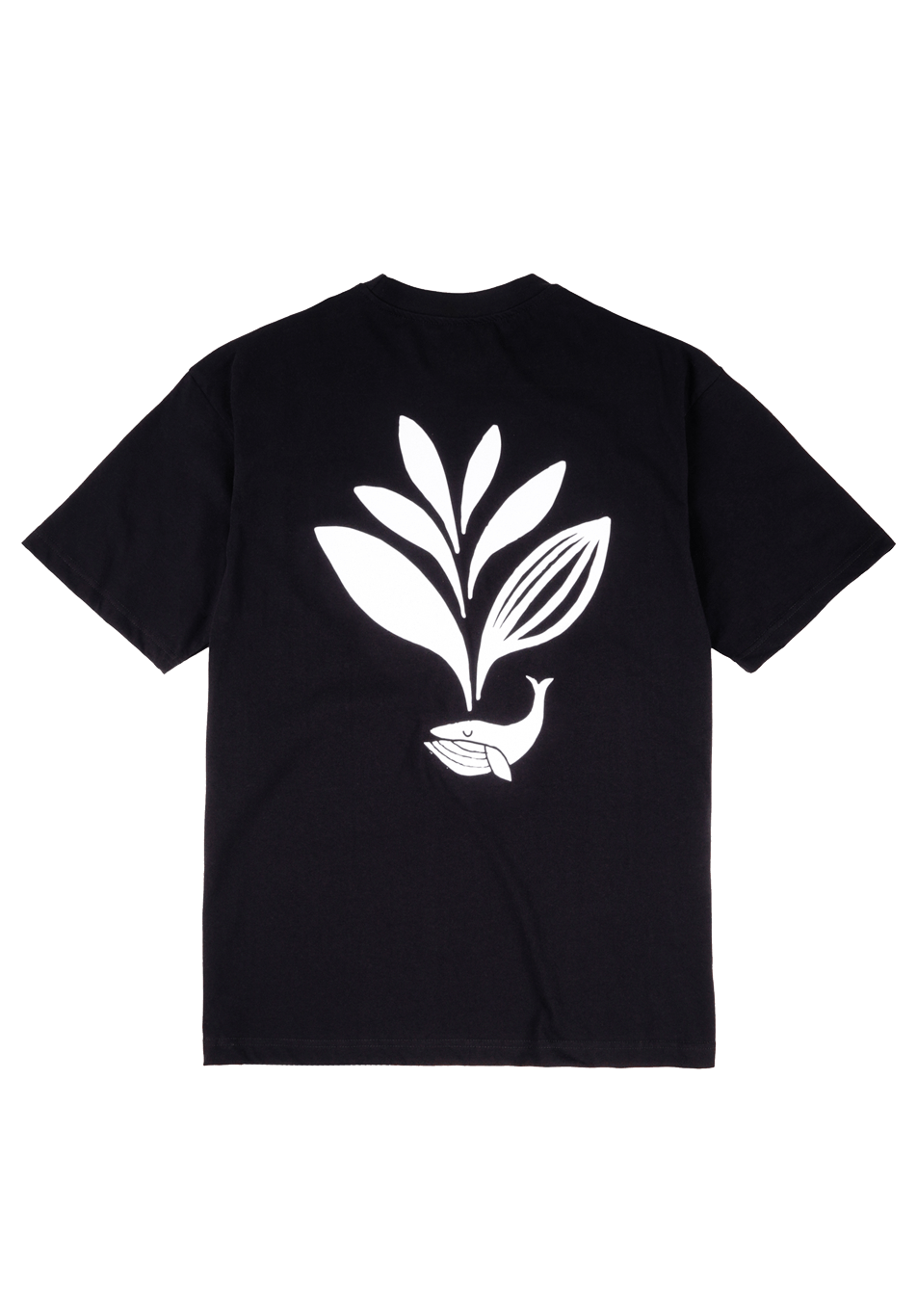 Magenta Whale Plant Tee Black