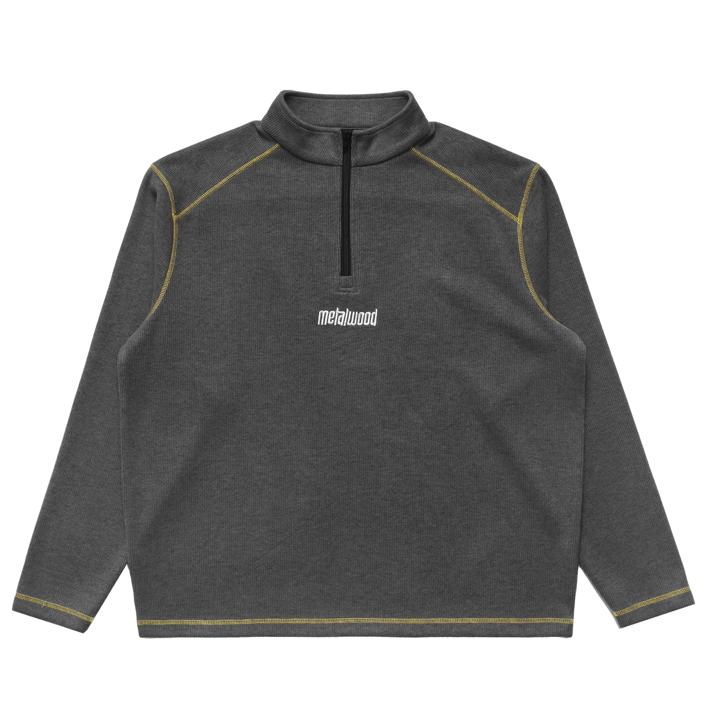 Metalwood Studio Contrast Stitch 1/4 Zip Pullover Charcoal