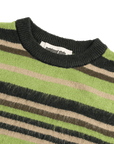 Metalwood Studio Striped Mohair Knit Sweater Dark Green