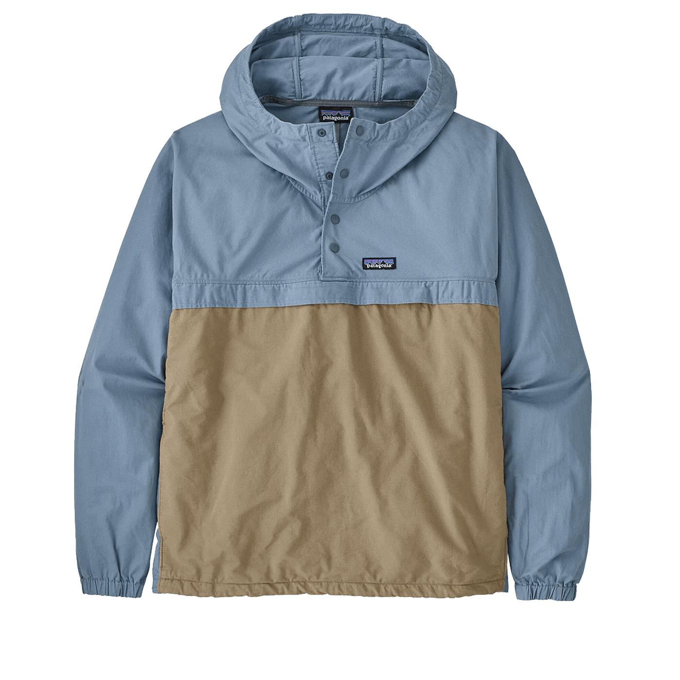 Patagonia Funhoggers Cotton Anorak Pullover Tan And Blue