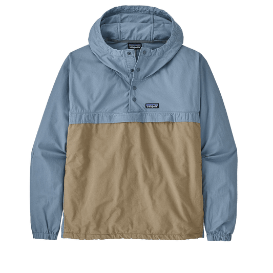 Patagonia Funhoggers Cotton Anorak Pullover Tan And Blue