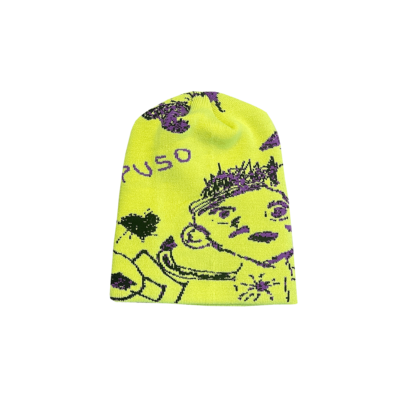 Puso Skate Co. Jah Bless Skull Beanie Neon Yellow