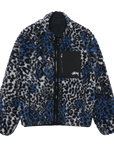 Stüssy Sherpa Reversible Jacket Blue Leopard
