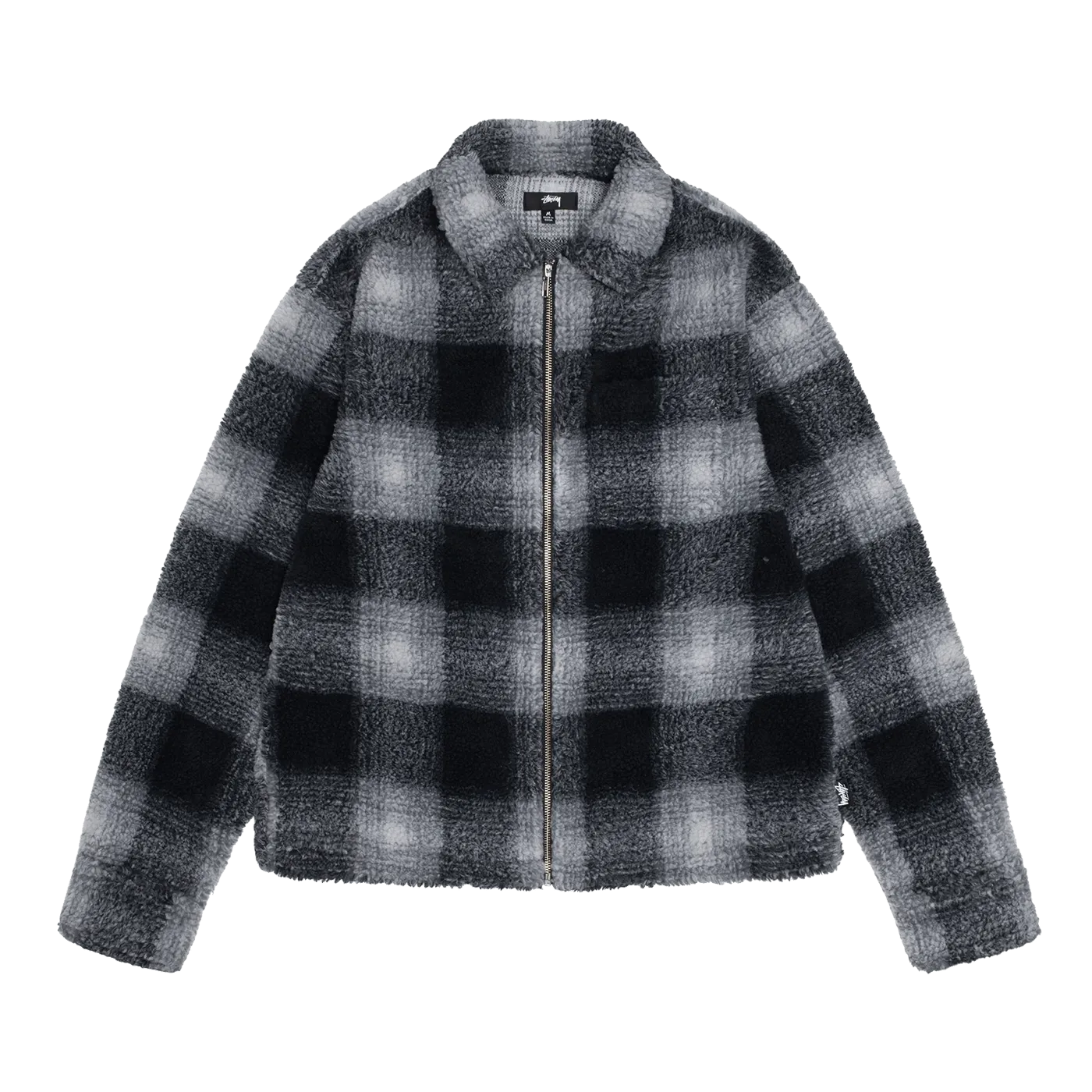 Stüssy Shadow Plaid Sherpa Zip Shirt Black