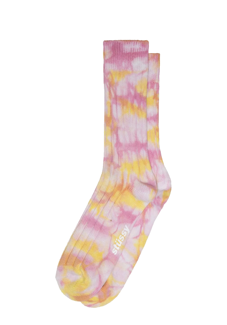 Stussy Multi Dyed Ribbed Crew Socks Turmeric Pink