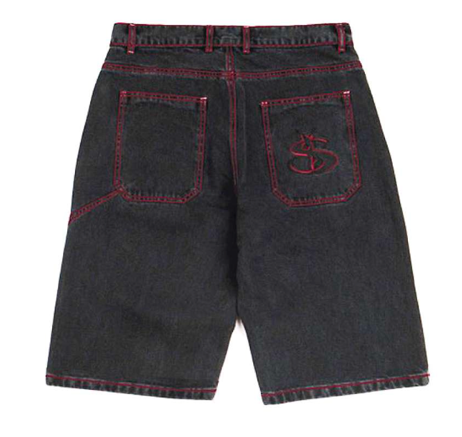Yardsale XXX Phantasy Denim Shorts (Black/Red) Black/Red