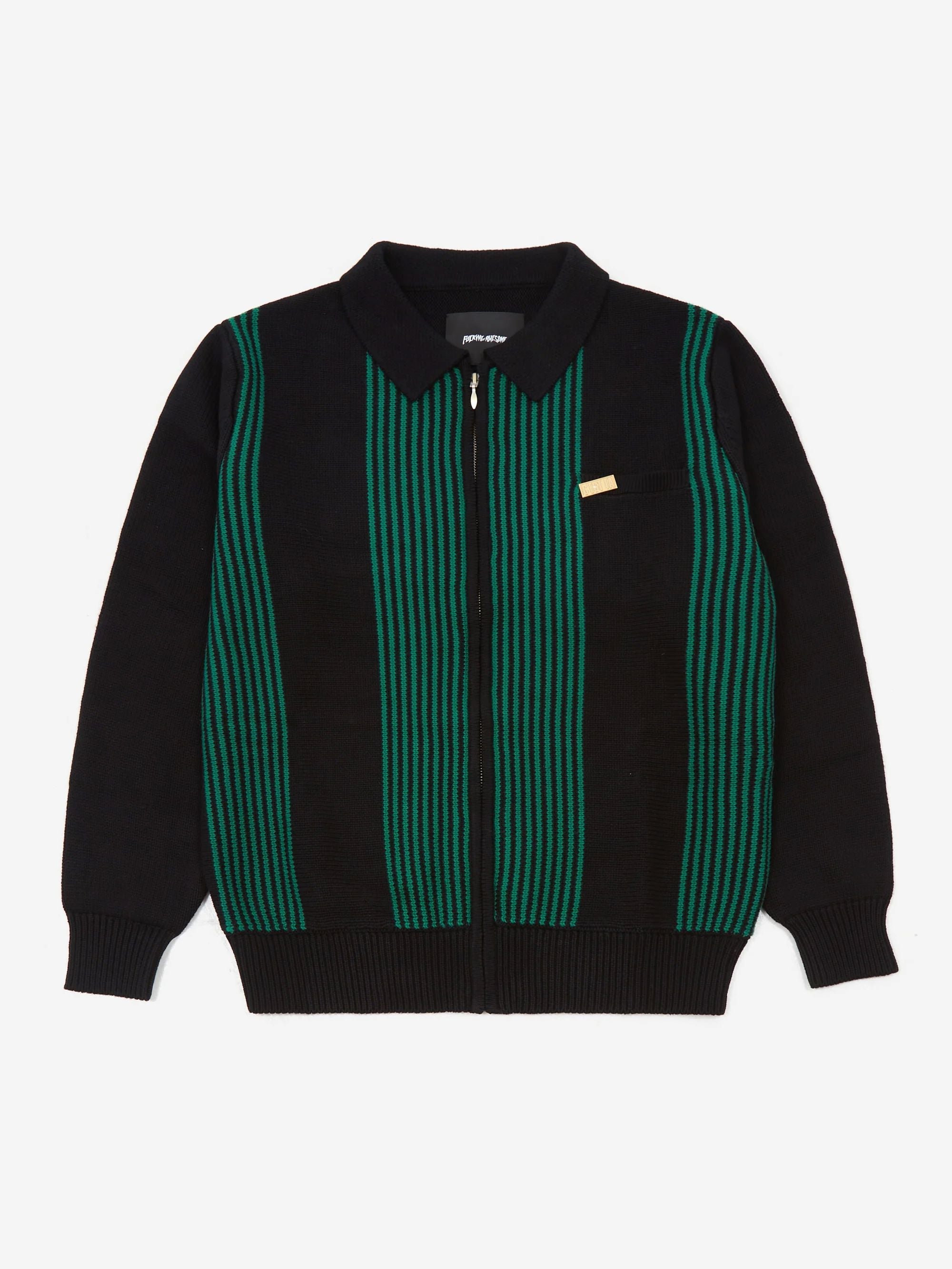 Fucking Awesome - Zip Polo Sweater - Black/Green