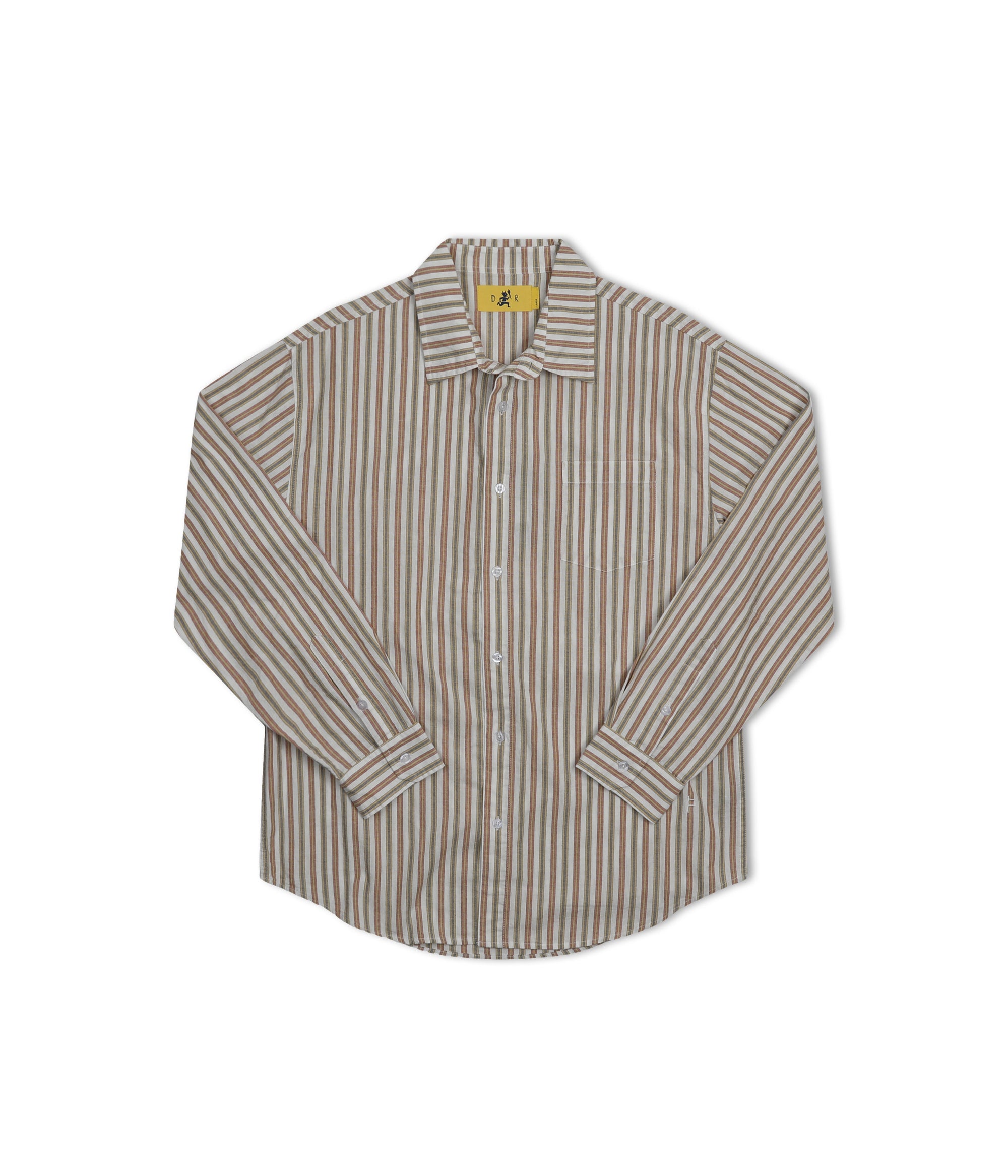 Former Merchandise - REYNOLDS STRIPED LS SHIRT - OCHRE - ARROW & BEAST