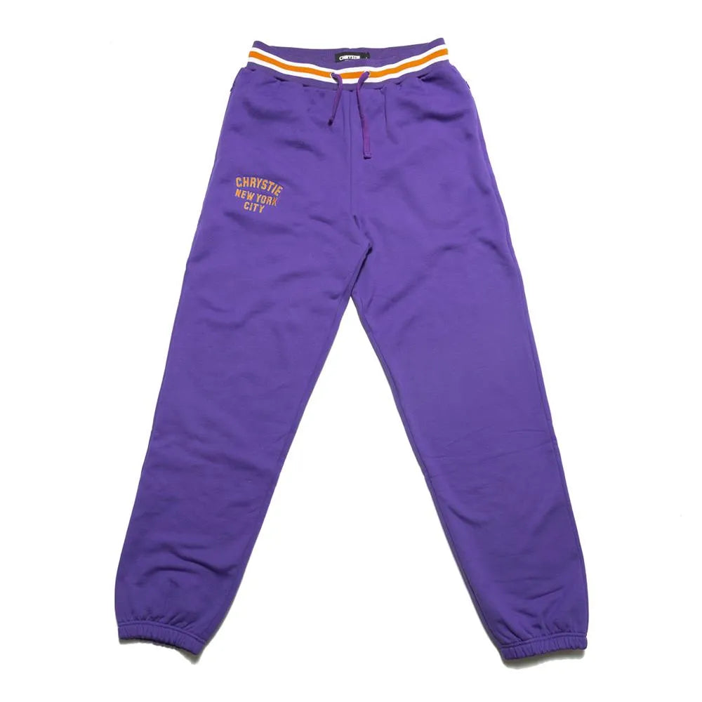 Chrystie NYC Varsity Logo Sweatpants Purple - ARROW & BEAST