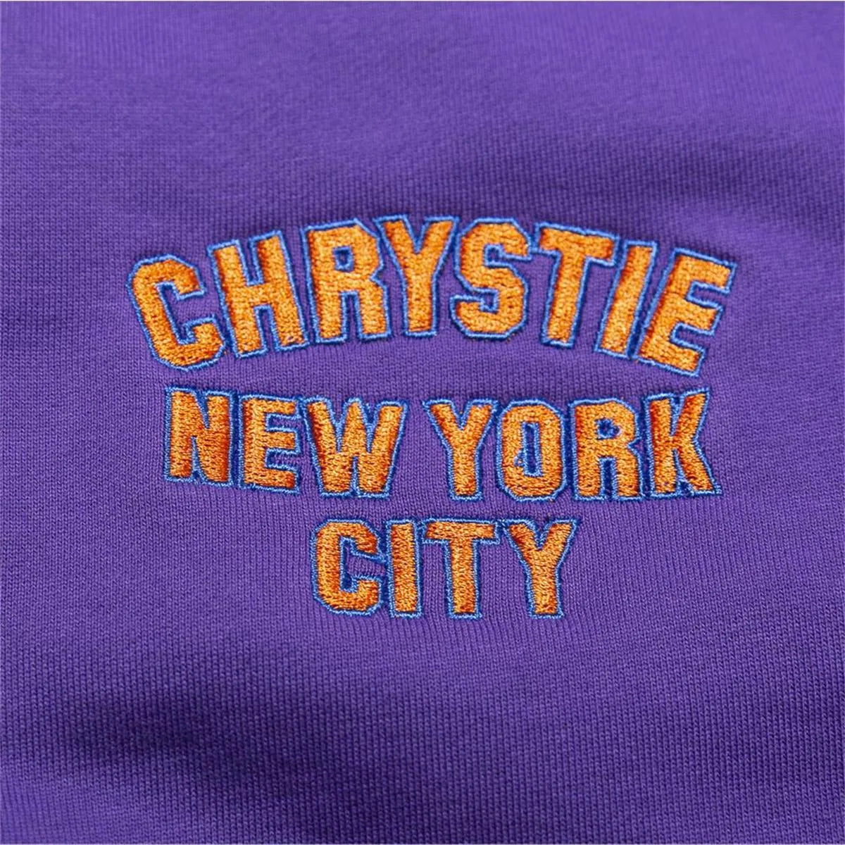 Chrystie NYC Varsity Logo Sweatpants Purple - ARROW & BEAST