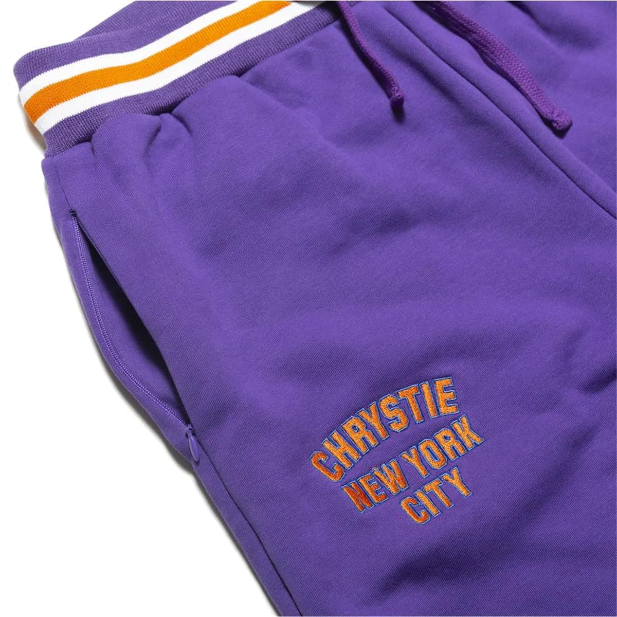 Chrystie NYC Varsity Logo Sweatpants Purple - ARROW & BEAST