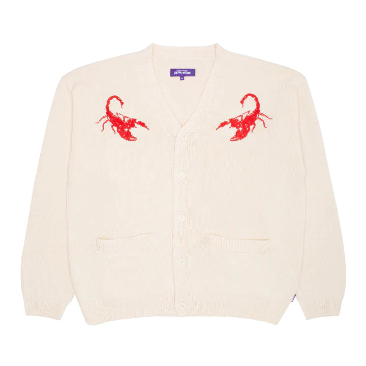 Fucking Awesome Embroidered Scropion Cardigan Cream