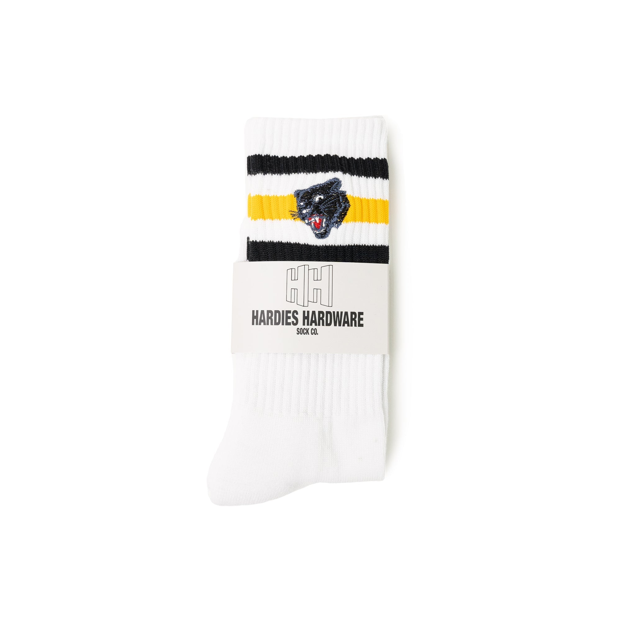 Hardies Hardware Embroidered Panther Striped Sock