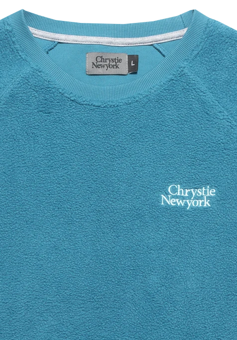 Chrystie NYC PRM Reversed Fleece Classic Logo Crewneck Sarcelle