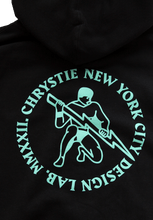 Load image into Gallery viewer, Chrystie NYC Zeus Logo Zip Hoodie Black
