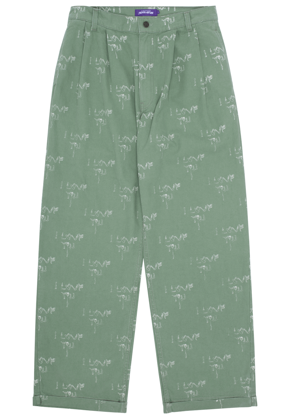 Fucking Awesome I Love You Pleated Baggy Pant Green