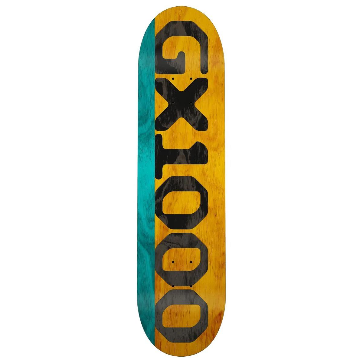 GX1000 – Deck aus geteiltem Furnier in Blaugrün/Gelb