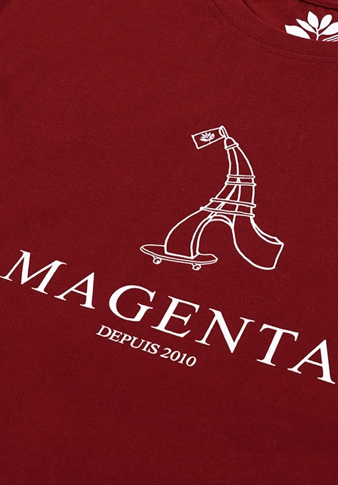 Magenta Skateboards 10 Skateboards Year Depuis T-Shirt Burgund