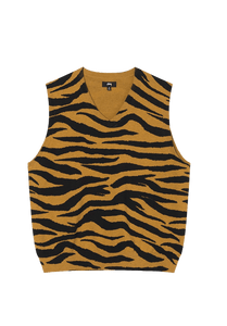 Stussy Tiger Printed Sweater Vest Mustard